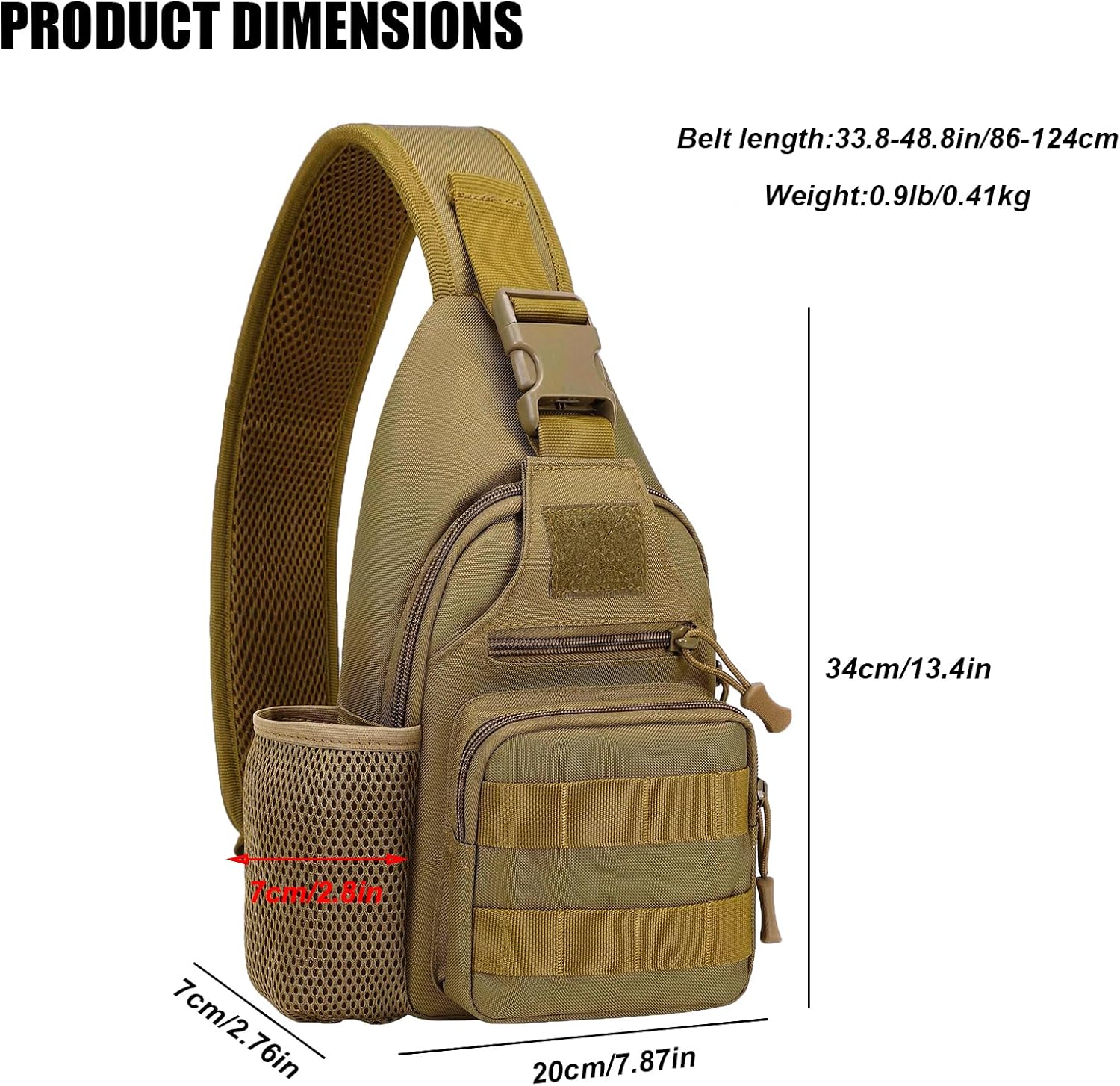 ZHIERNA Mochila Táctica de Bandolera con Soporte para Botella de Ag...