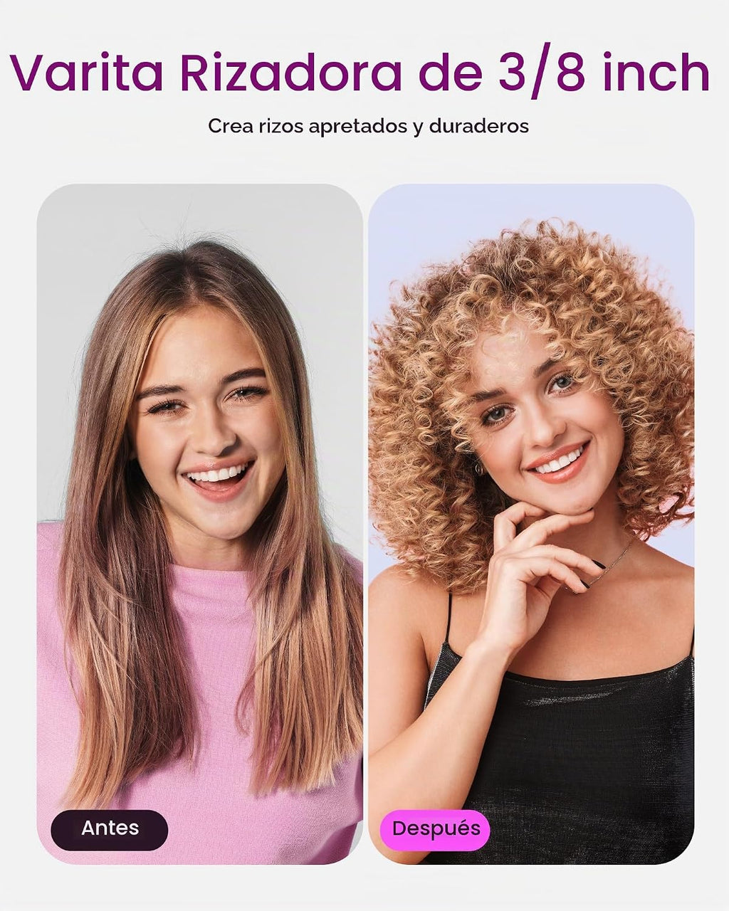 Wavytalk Rizador pequeño de 3\/8 pulgadas, varita rizadora para cab...