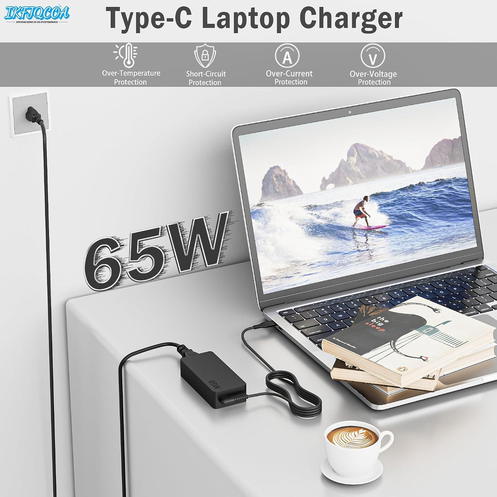 IKFJQCOA Cargador USB C de 65 W y 45 W para laptop compatible con L...