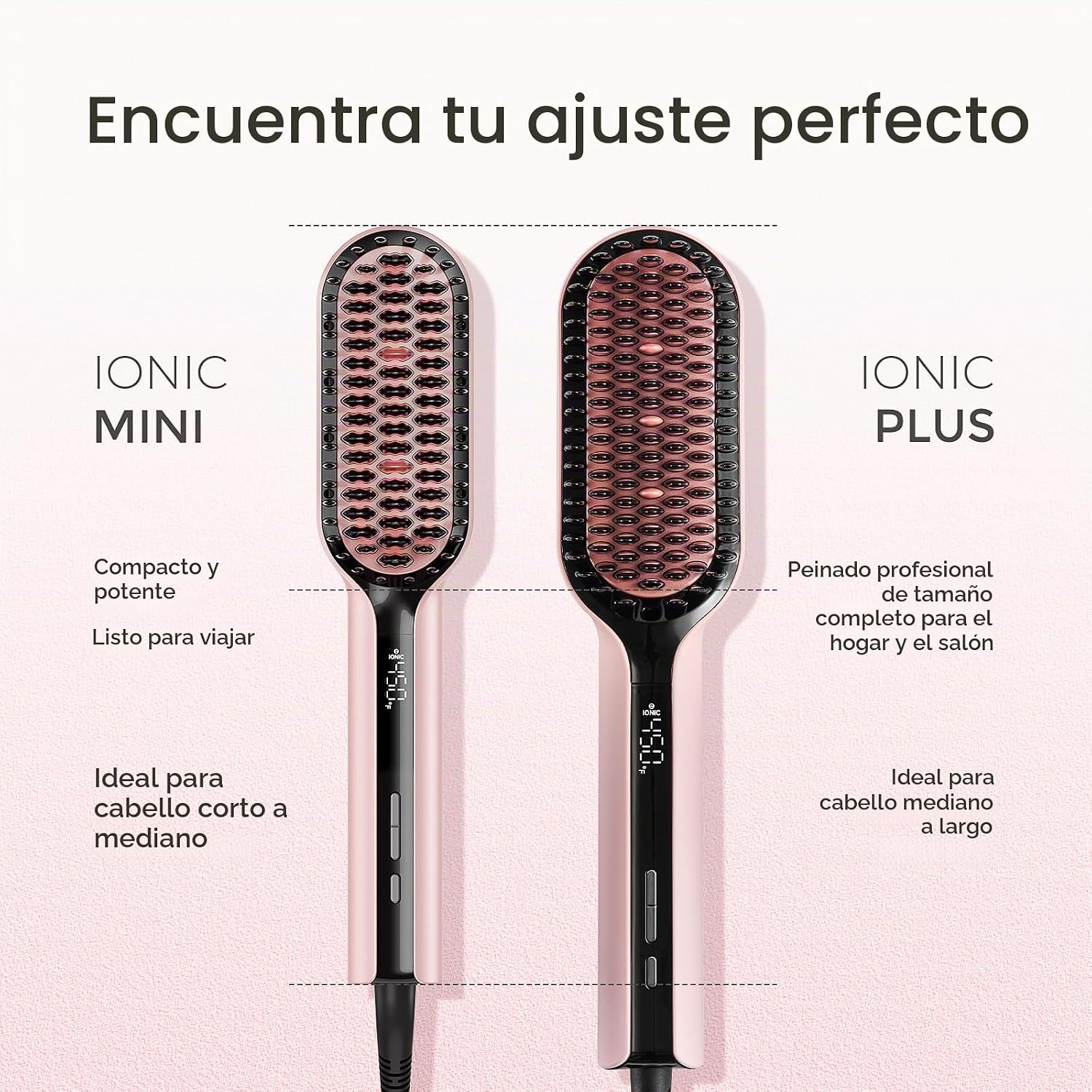 TYMO Cepillo alisador de cabello, cepillo alisador compacto iónico...