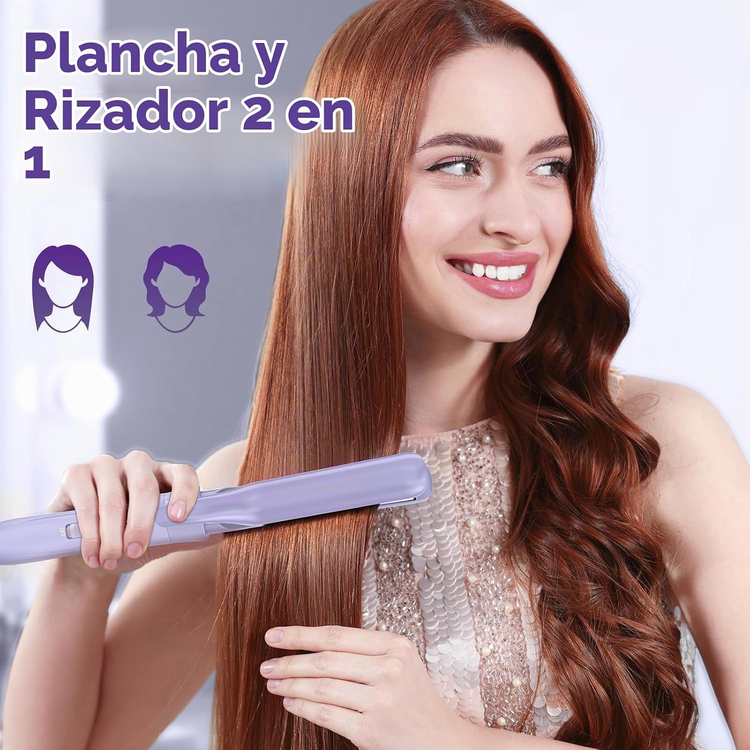 Juego de rizadores 5 en 1 con plancha plana, rizador de pelo de 3 b...