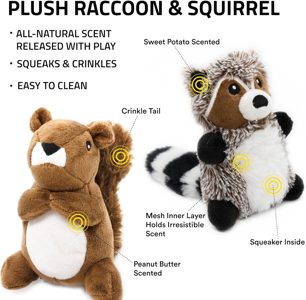 Playology Juguetes para perros | Juguete de peluche de mapache y ar...