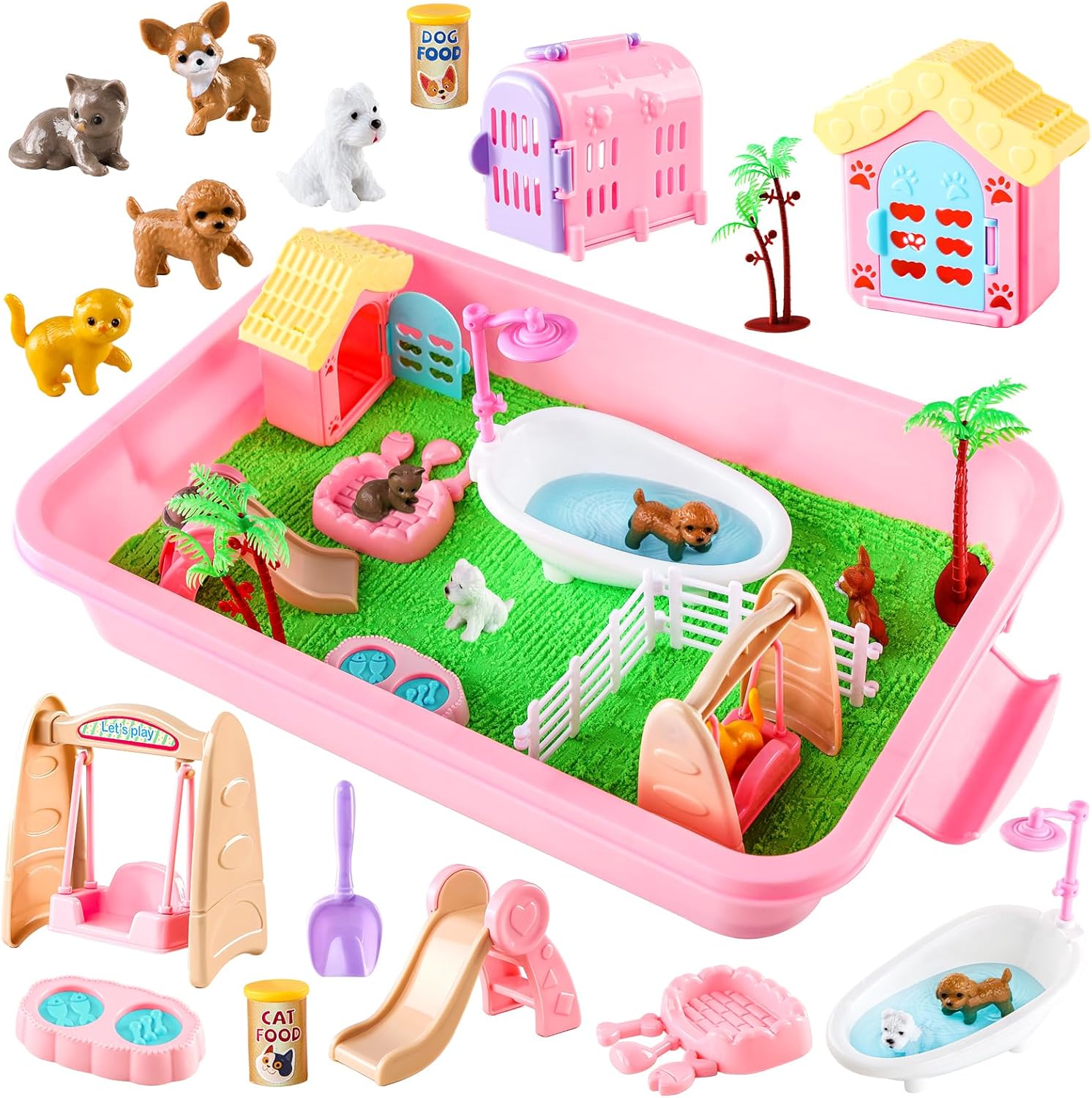 Aprilwolf 21 piezas contenedor sensorial para mascotas, caja de are...