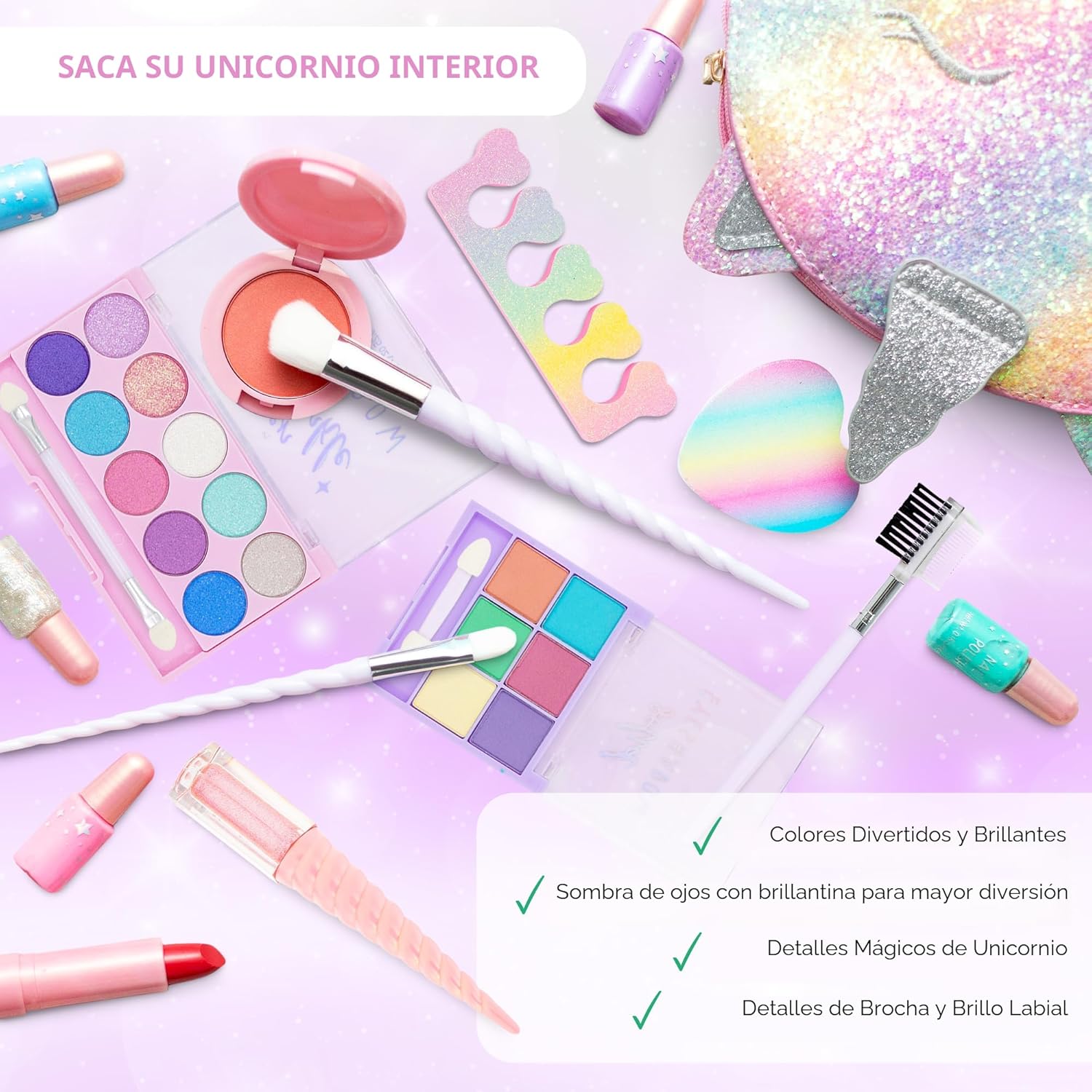 Kit de maquillaje real para niñas: sin talco, juego de maquillaje l...