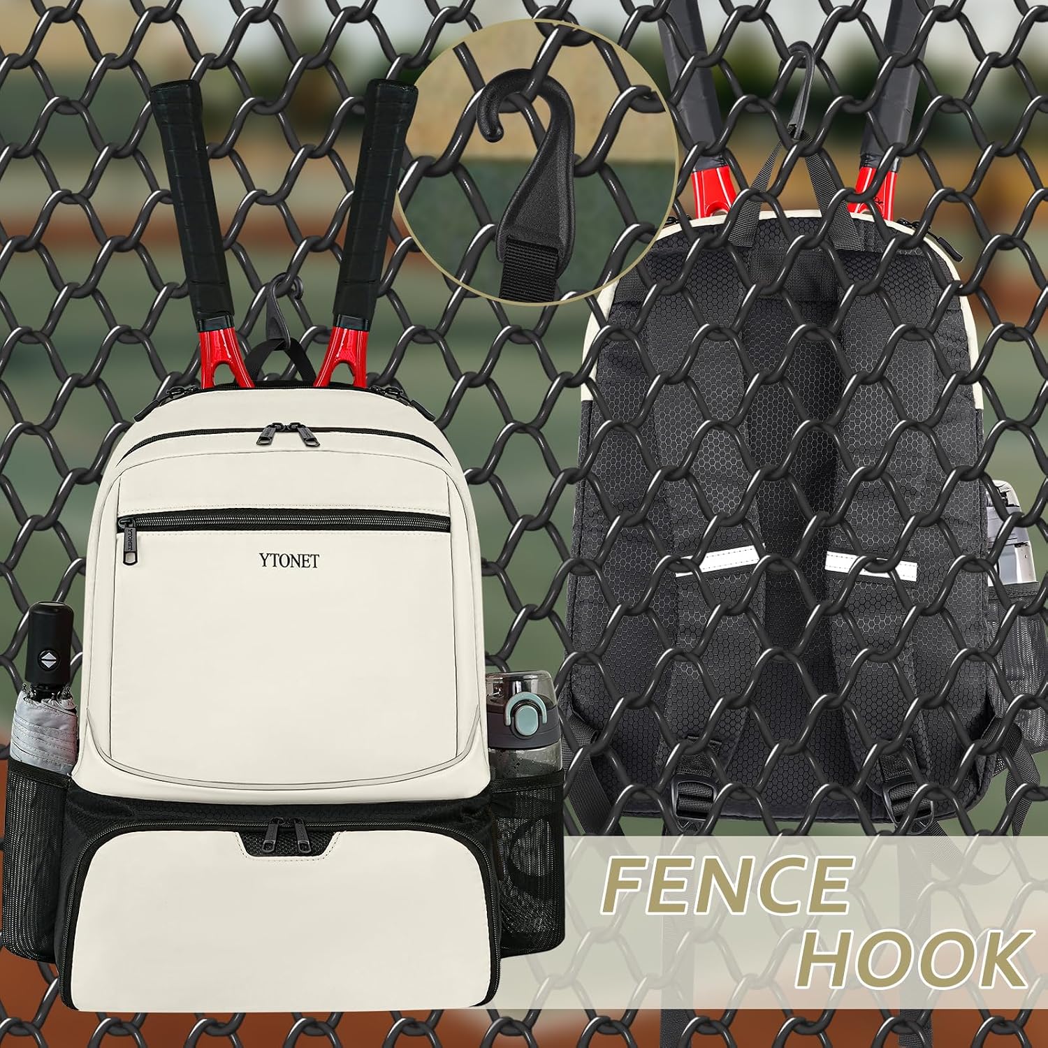 Ytonet Mochila de tenis para mujeres y hombres, 2 raquetas con bols...