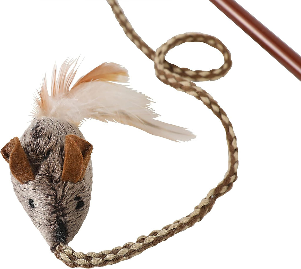 OurPets Play-N-Squeak Varilla de juego con plumas y cuerda para gat...