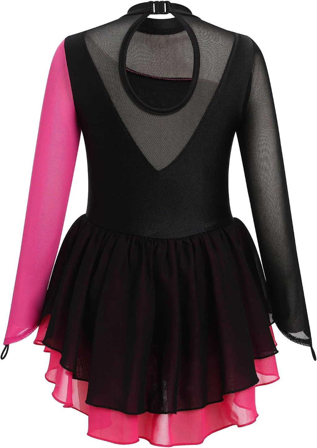 Vestido de patinaje artístico para niña, con cuello alto falso metá...