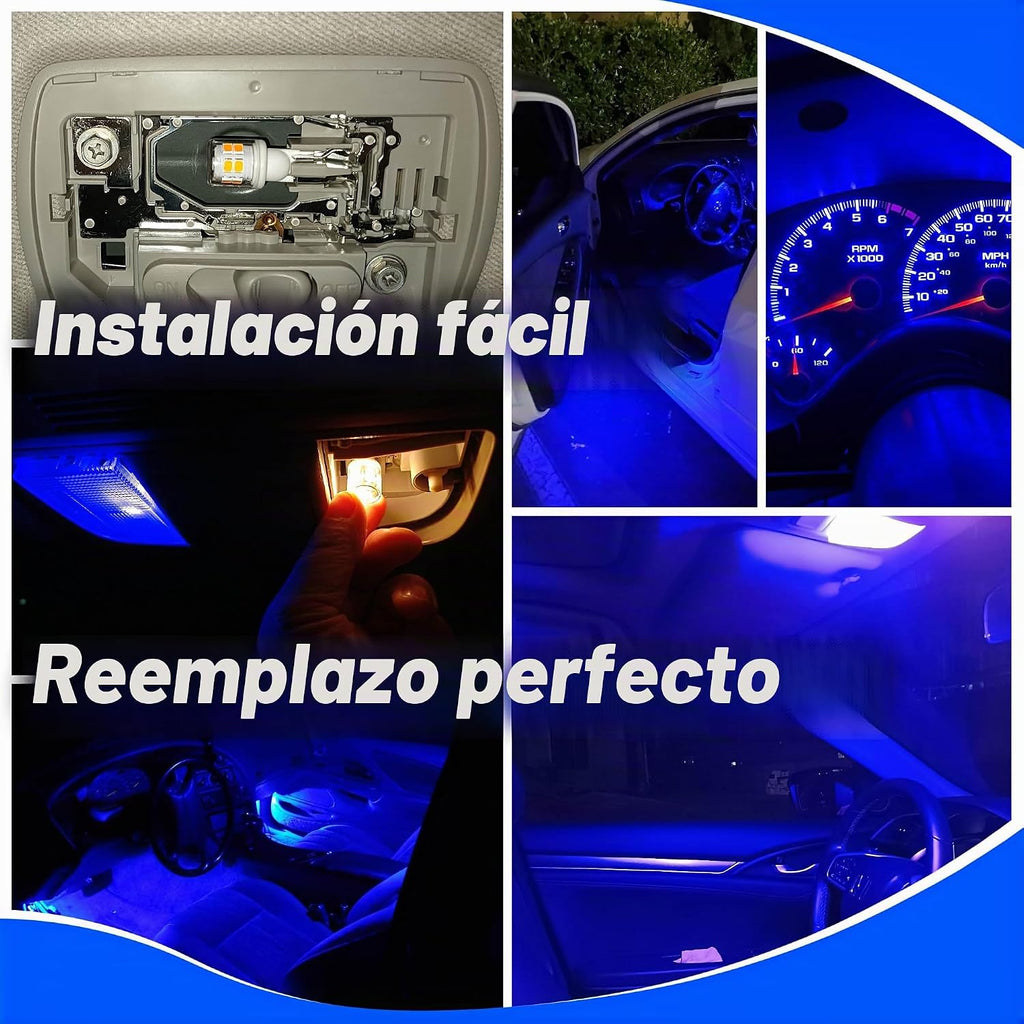 Ziomitus T10 194 912 921 906 2825 Foco LED azul 168 T10, focos de r...