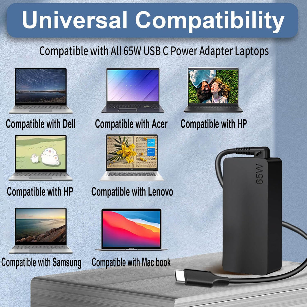 Cargador USB C de 65 W para laptop Lenovo Thinkpad\/Yoga\/Chromeboo...