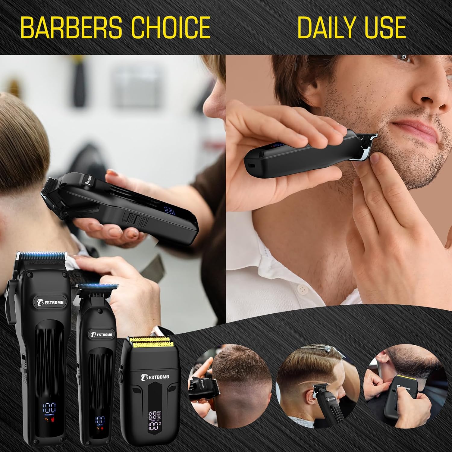 BESTBOMG® Cortapelo para hombres, cortapelos profesionales, juego d...
