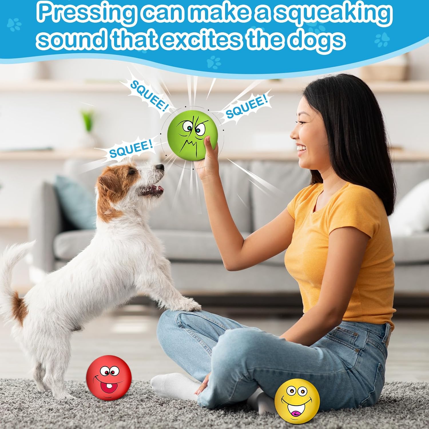 Coricorsu 8 cm Juguetes para perros con sonido Cara divertida sonri...