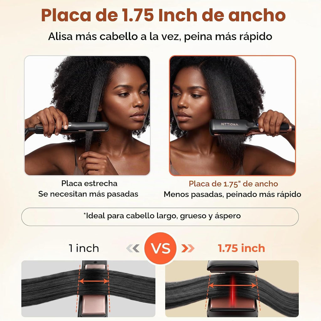 HITTIONA Plancha de pelo iónica de cerámica infrarroja con vibració...