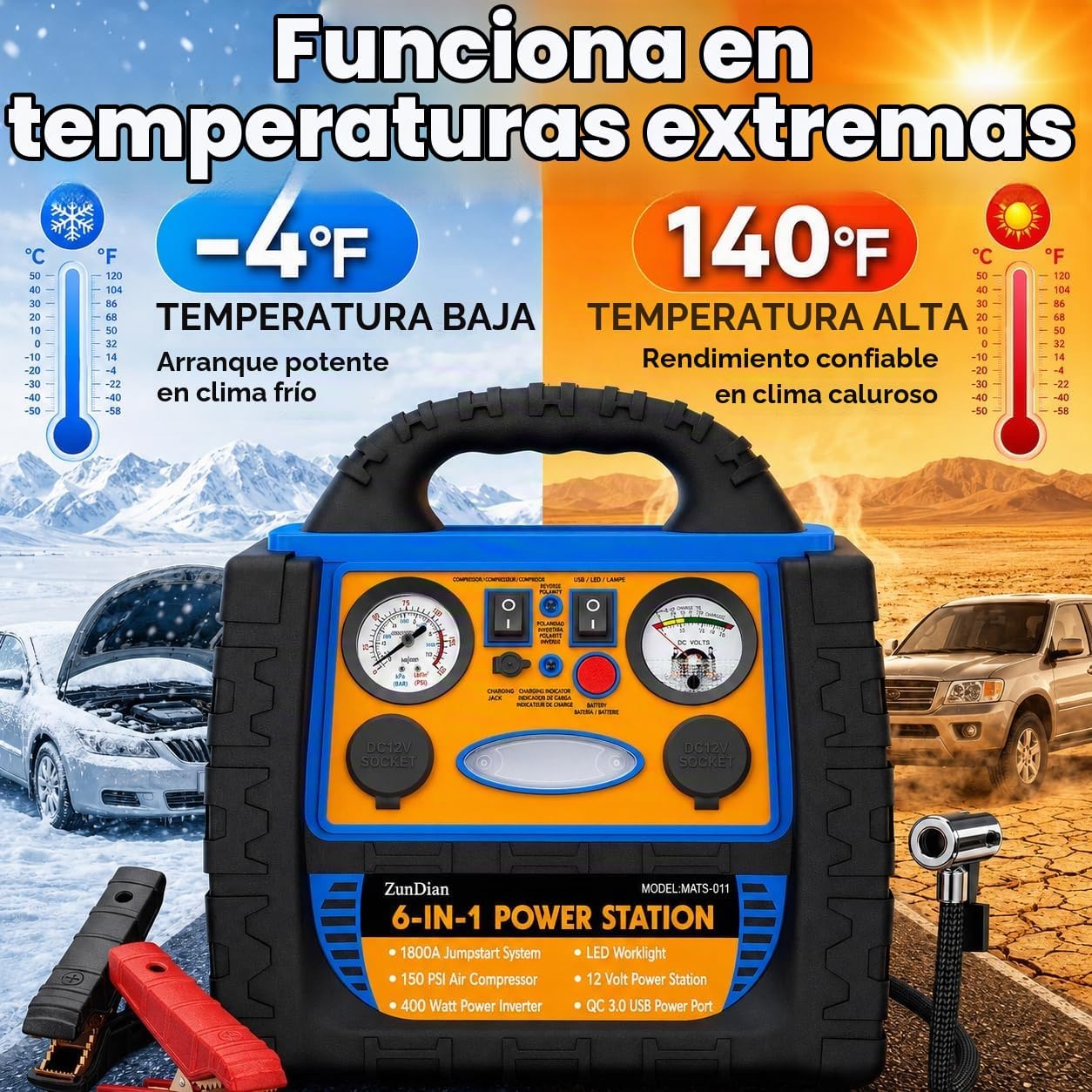 Arrancador de coche con compresor de aire, paquete de refuerzo de b...