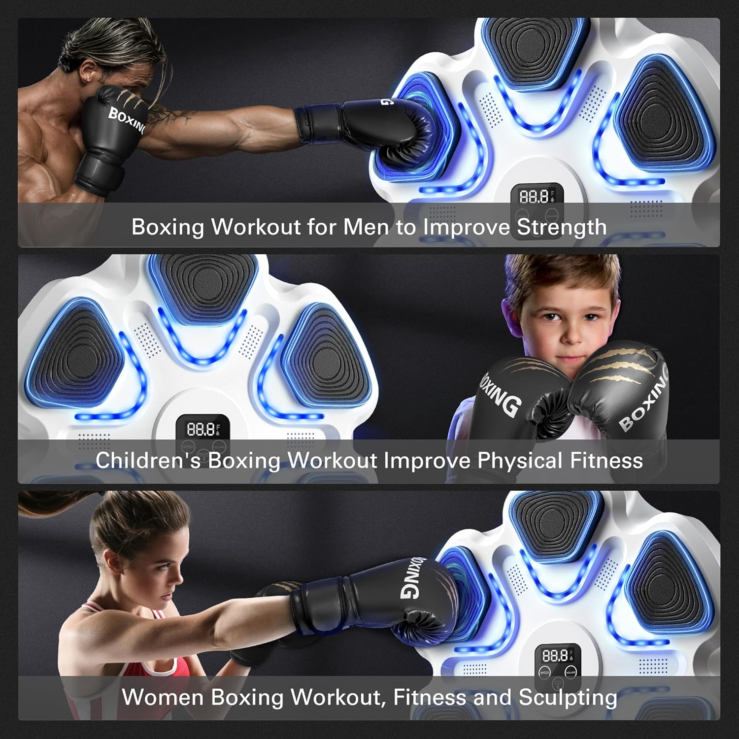 SPIEEK Máquina de Boxeo Musical con Guantes para Adultos Máquina de...