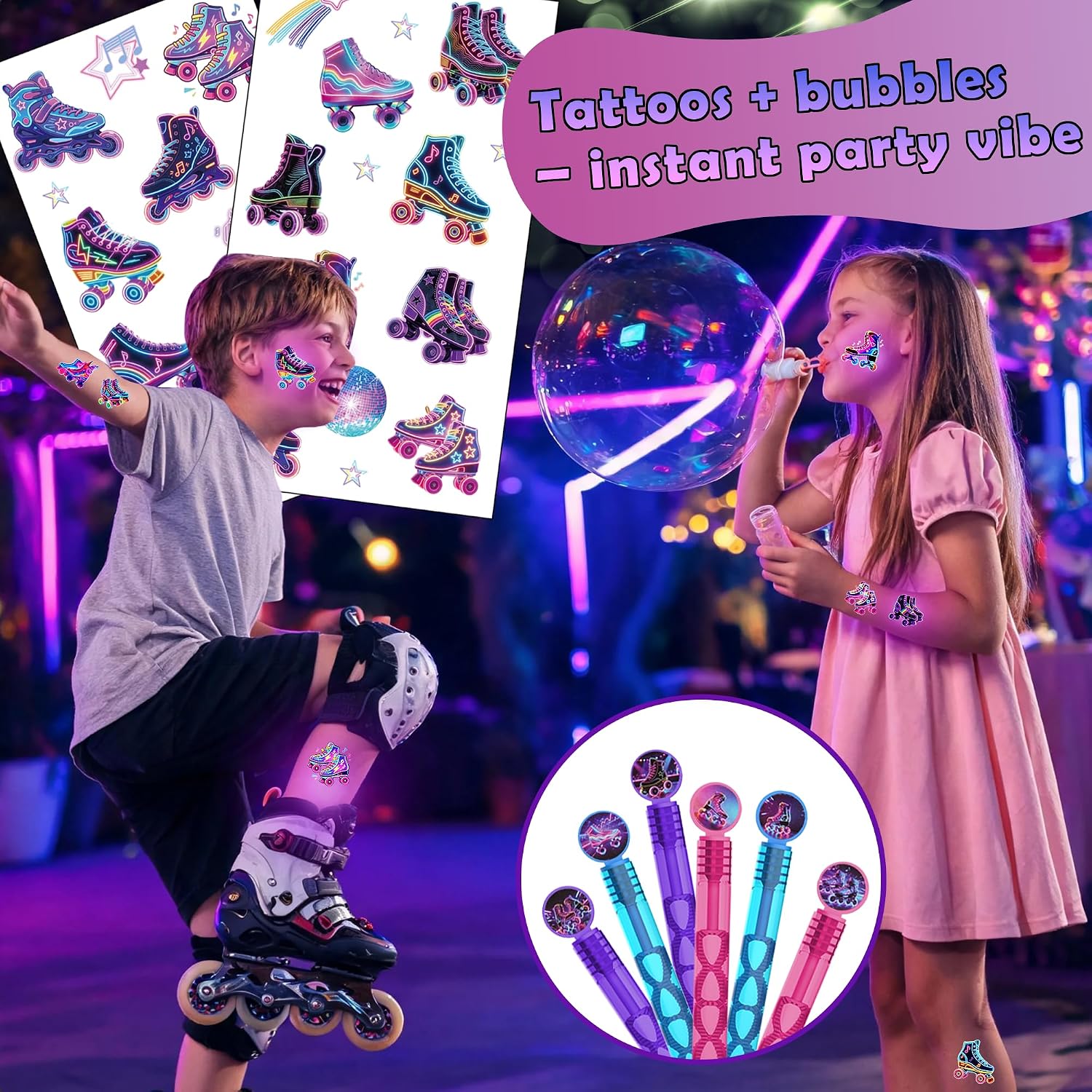 HandTool 120pcs Roller Skate Party Favors Kit for Kids, DIY Paint C...