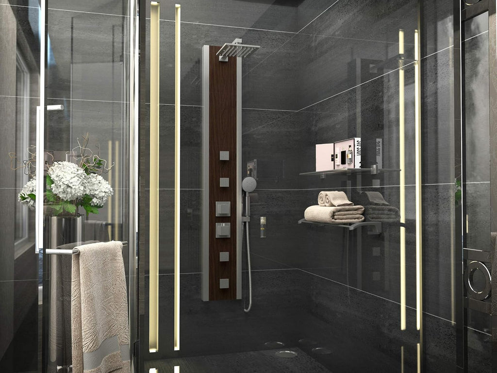 ANZZI Panel de ducha de 57", 4 paneles de ducha de cristal de c...