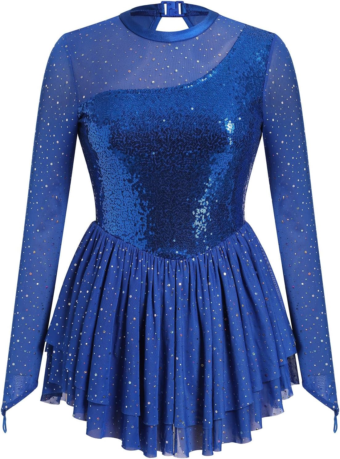 AFAVOM Vestido de patinaje artístico con lentejuelas para mujer, ma...