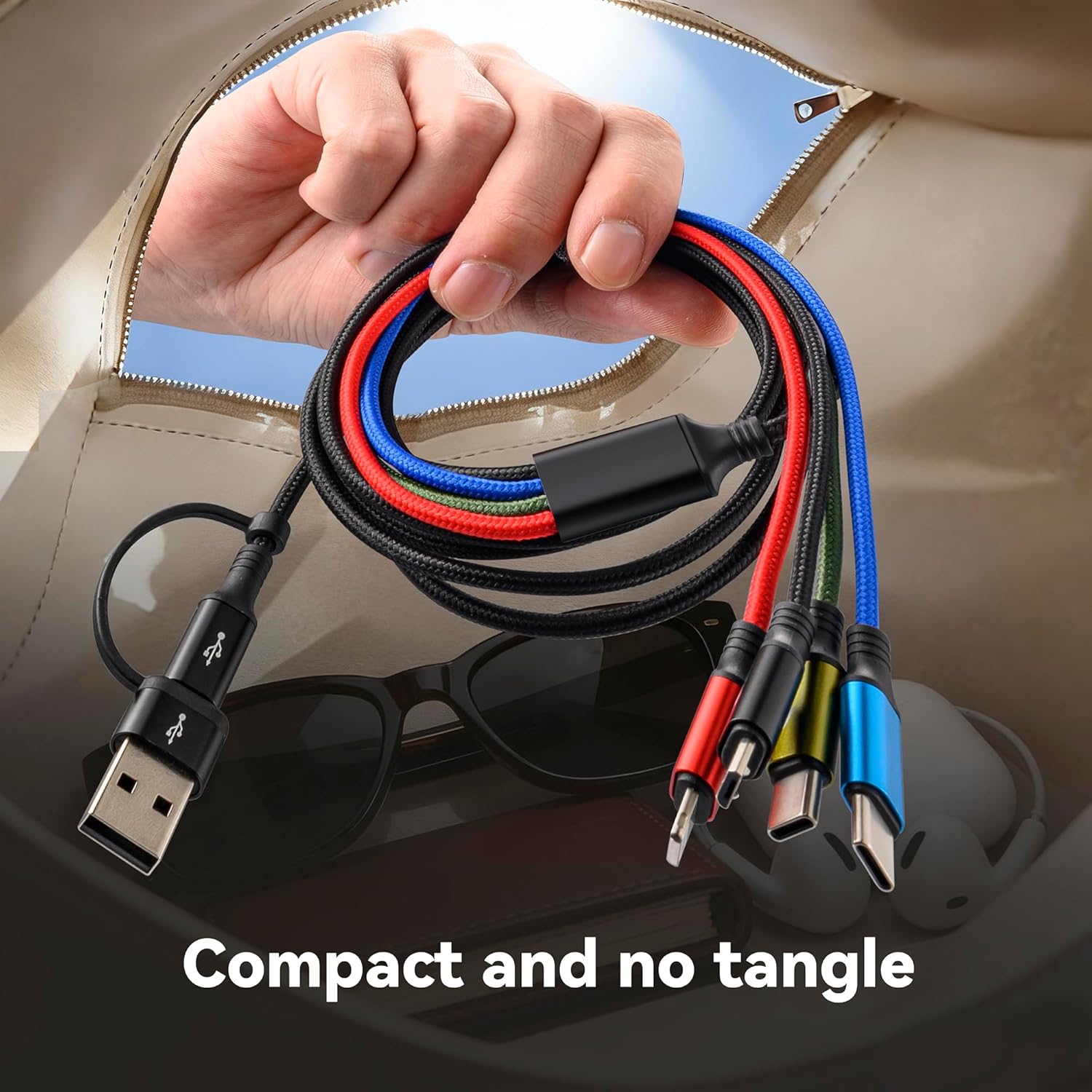MINLU Cable de carga múltiple dual USB-C 4 en 2 para todos los disp...