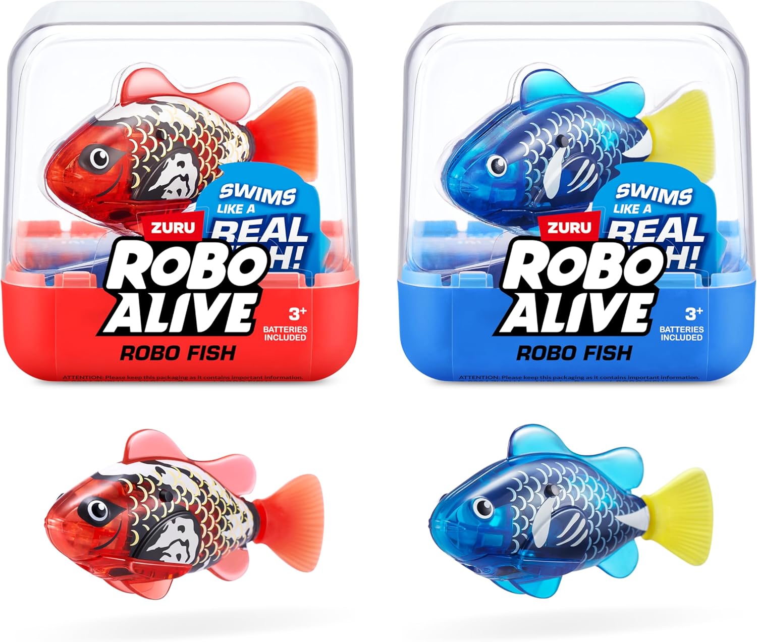 Robo Alive Robo Fish, peces robóticos de natación (Azul + Rojo) de...