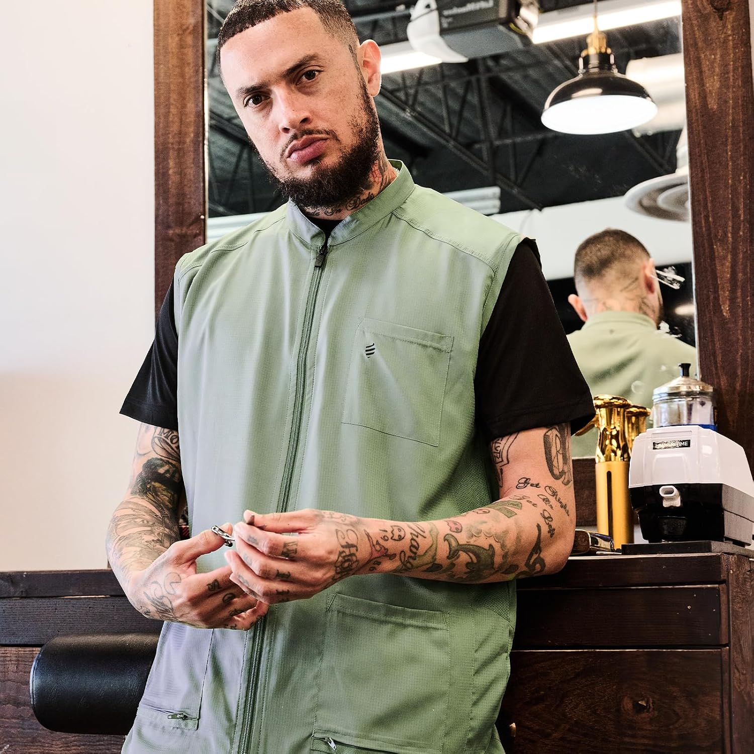 Barber Strong Chaleco de peluquero, repelente del cabello de los ho...