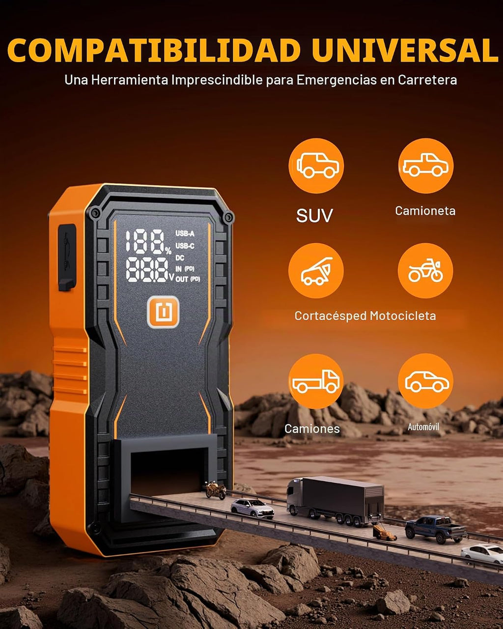 OXILAM Arrancador 20000mAh para todos los motores de gasolina y dié...
