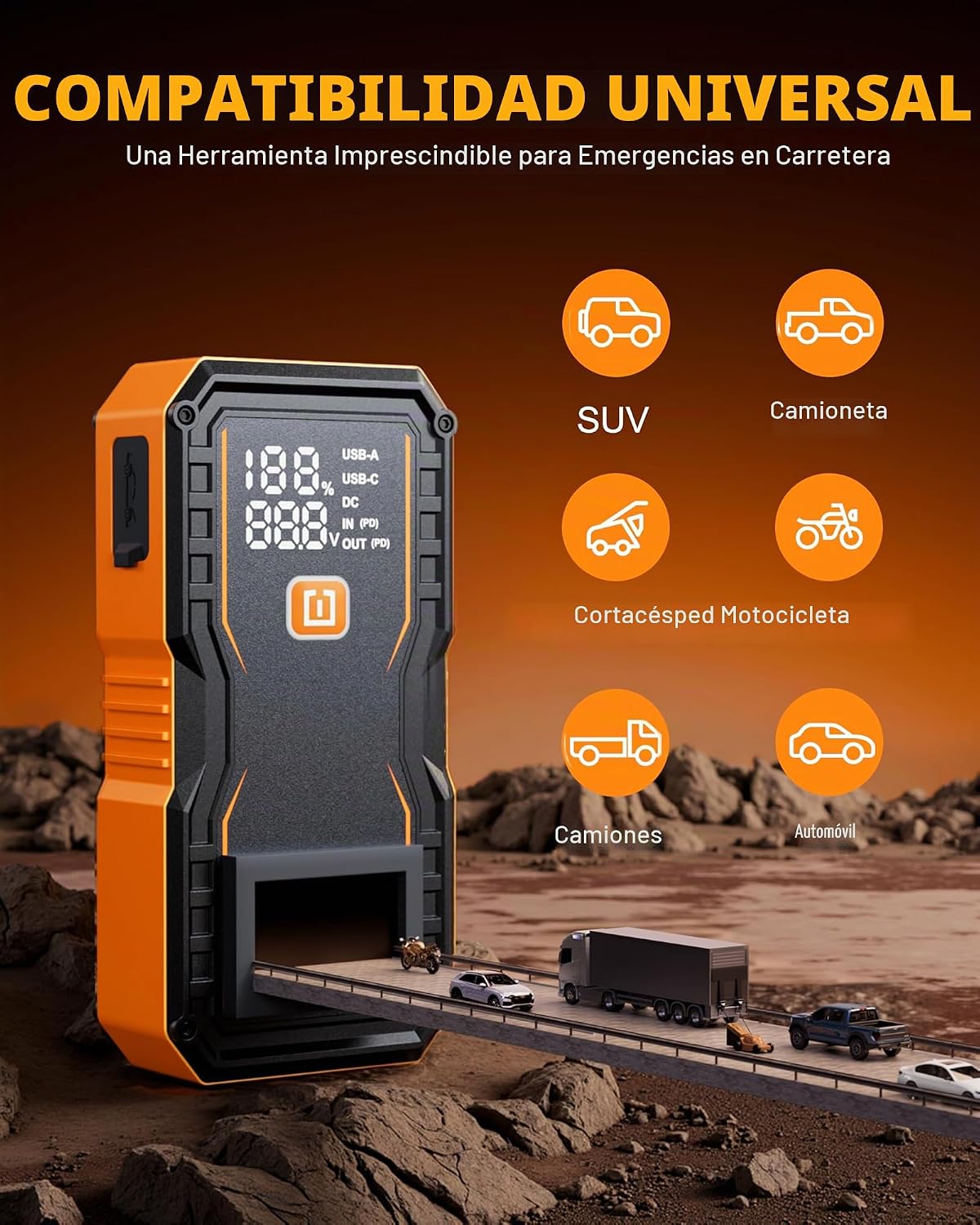 OXILAM Arrancador 20000mAh para todos los motores de gasolina y dié...