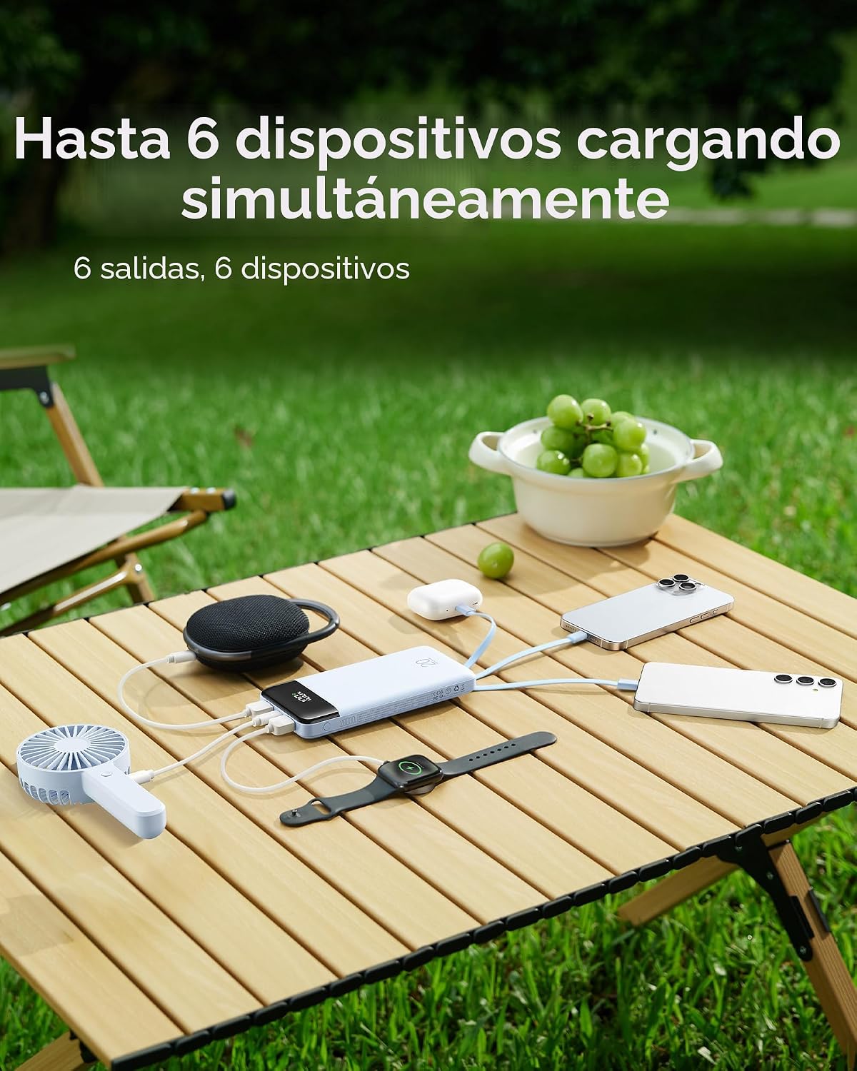 charmast Cargador portátil de 20000 mAh con cables integrados, carg...