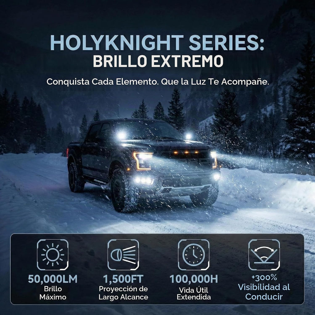 LUXSTER Bombilla LED H7 Holyknight de 50000lm de alto lumen 6000K (...