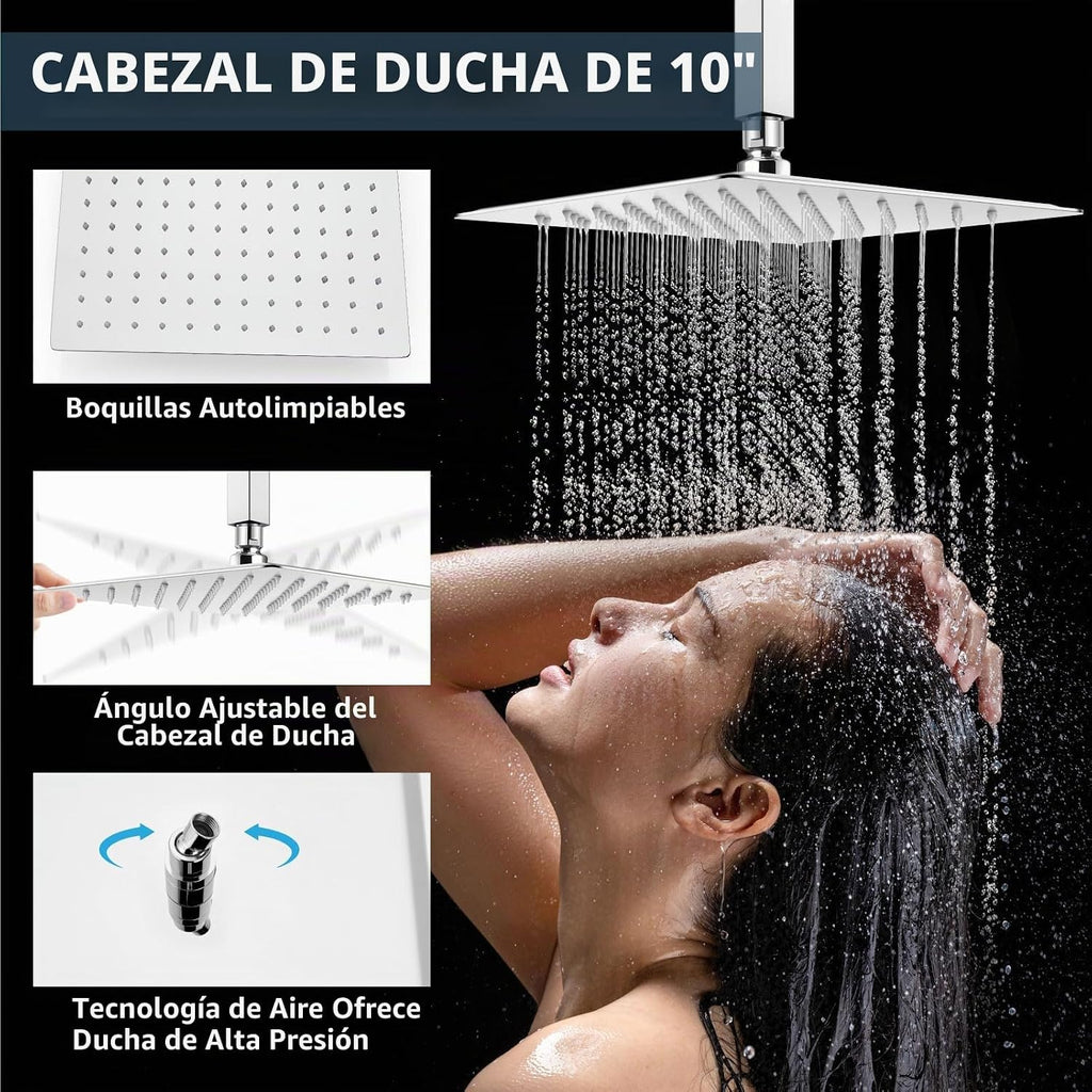 Aolemi - Juego de grifo de ducha de techo con doble cabezal de 10 y...