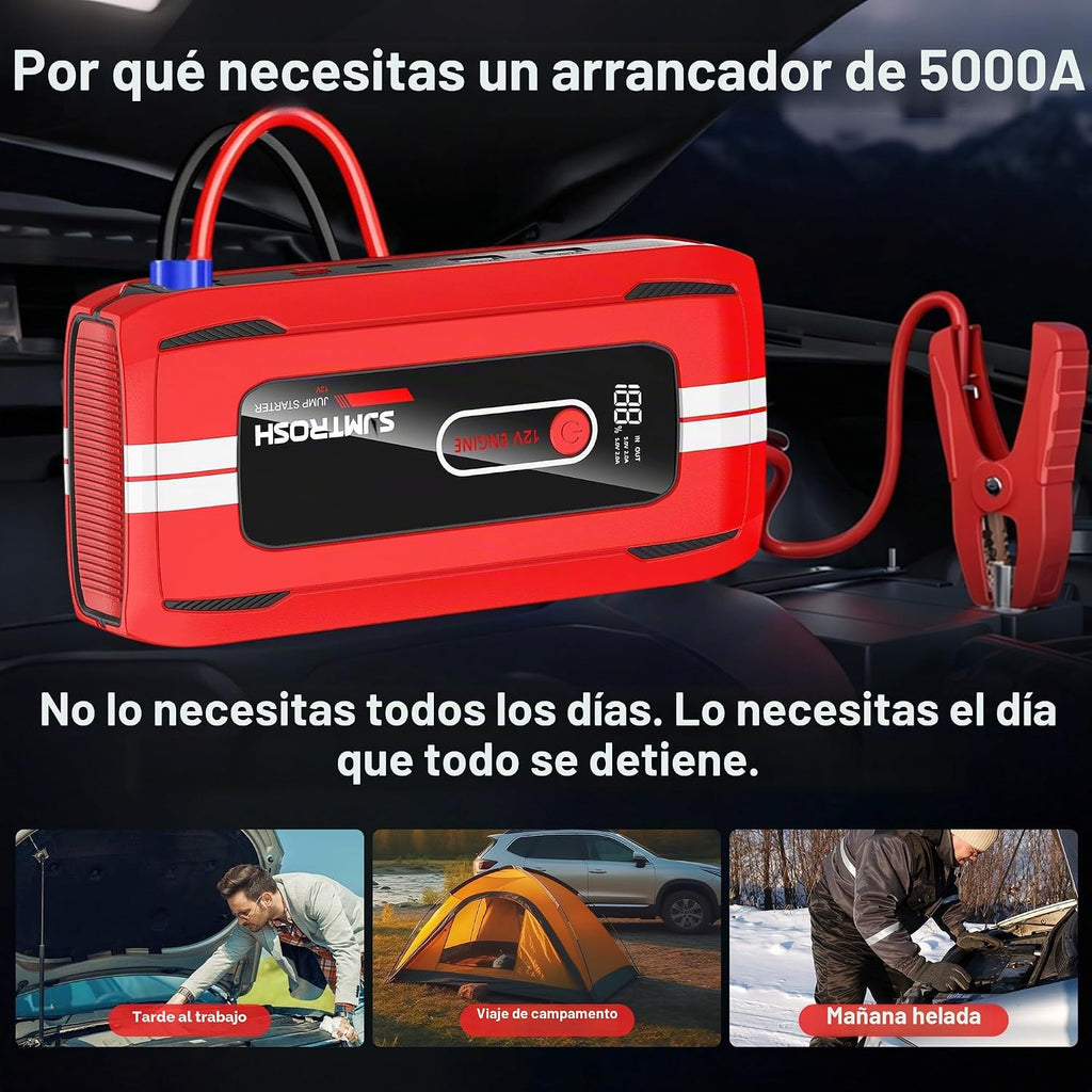 Arrancador de 5000 A pico de 5000 A, caja de salto de batería de 12...
