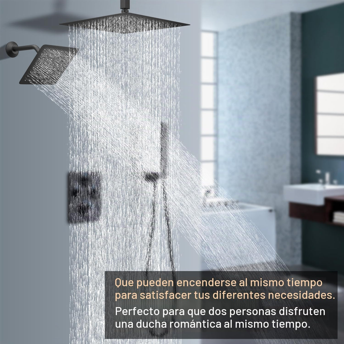 NPYSVSSS Sistema de ducha doble con cabezal de ducha de lluvia mont...