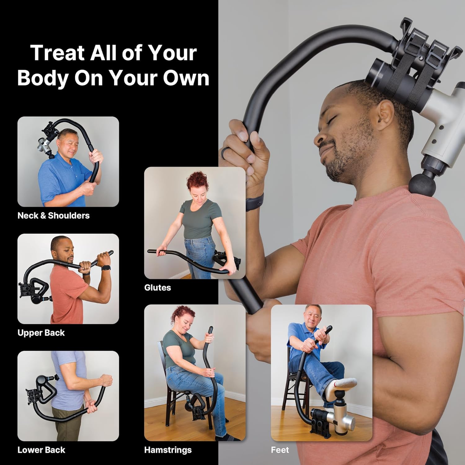 BackBadger - Soporte flexible para pistola de masaje para zonas de...