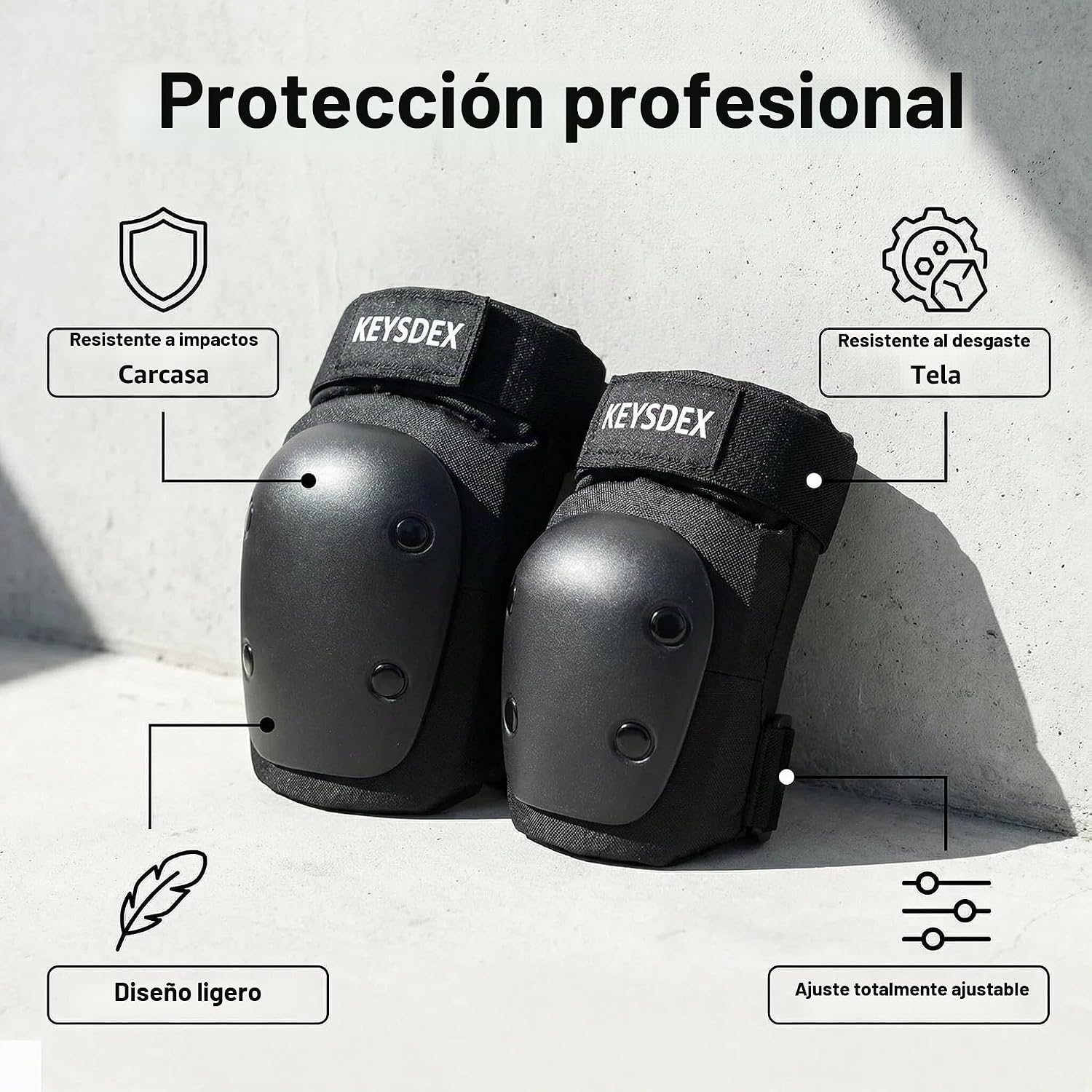 KEYSDEX Rodilleras, coderas, muñequeras 6 en 1, equipo de protecció...