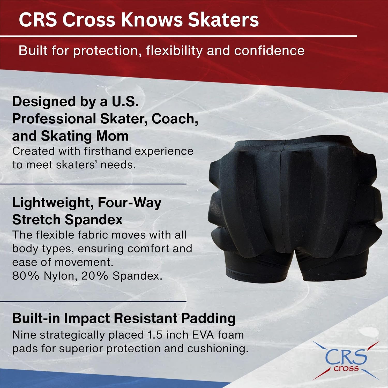 CRS Cross Pantalones cortos acolchados extra gruesos para patinaje...