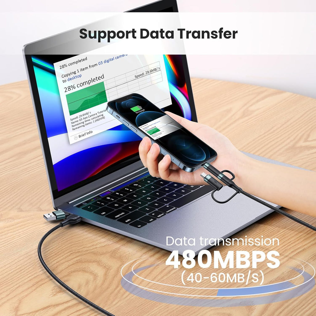 YOUSAMS PD Cable de Carga Rápida Multi USB C de 60W Cable Trenzado...