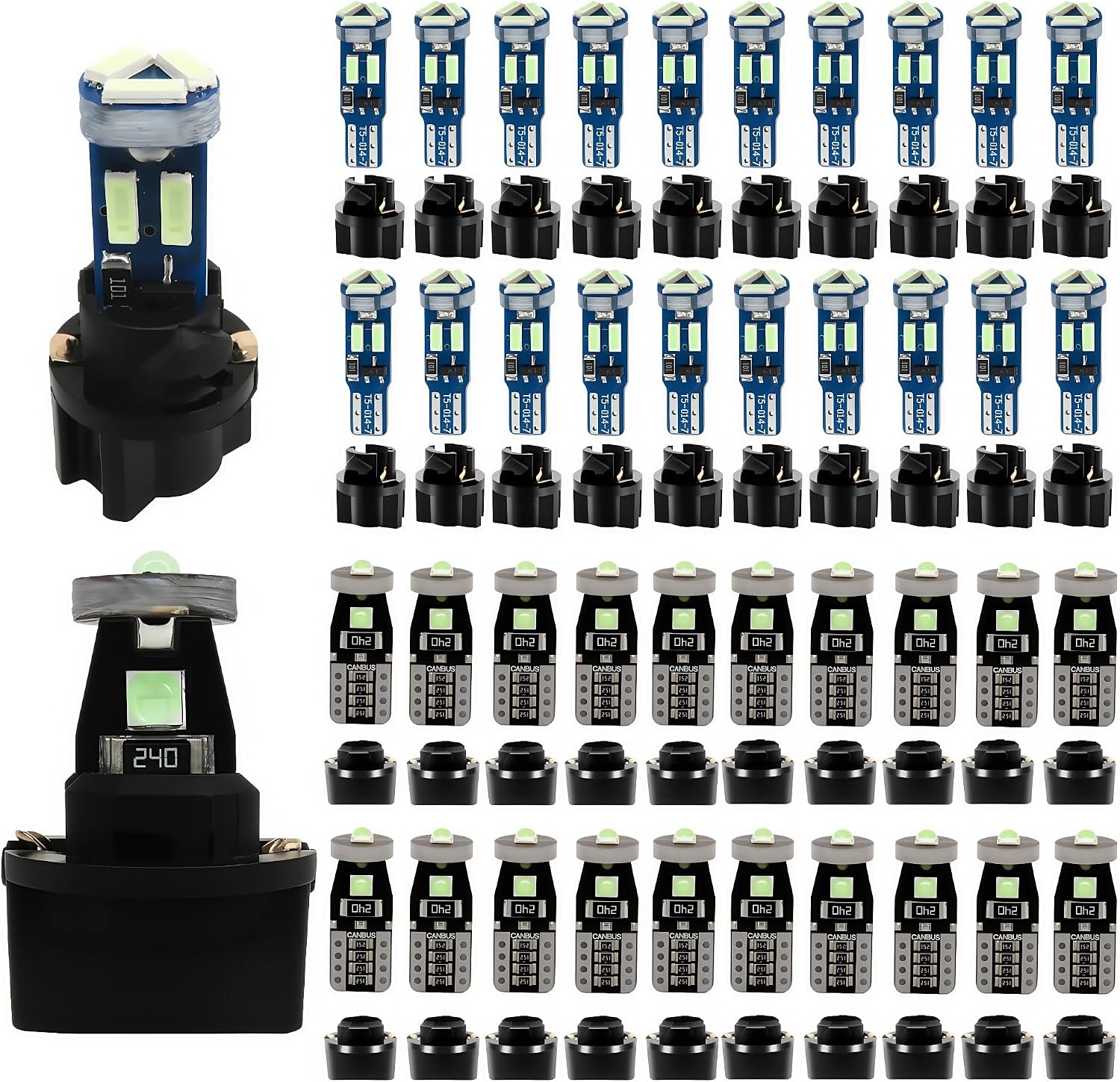 WLJH Paquete de 40 bombillas LED T5 T10 con enchufes, no polaridad...