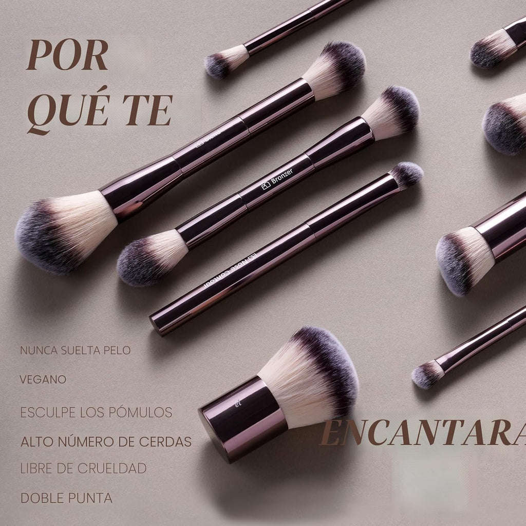 BS-MALL Brocha de maquillaje profesional con estuche de viaje, incl...