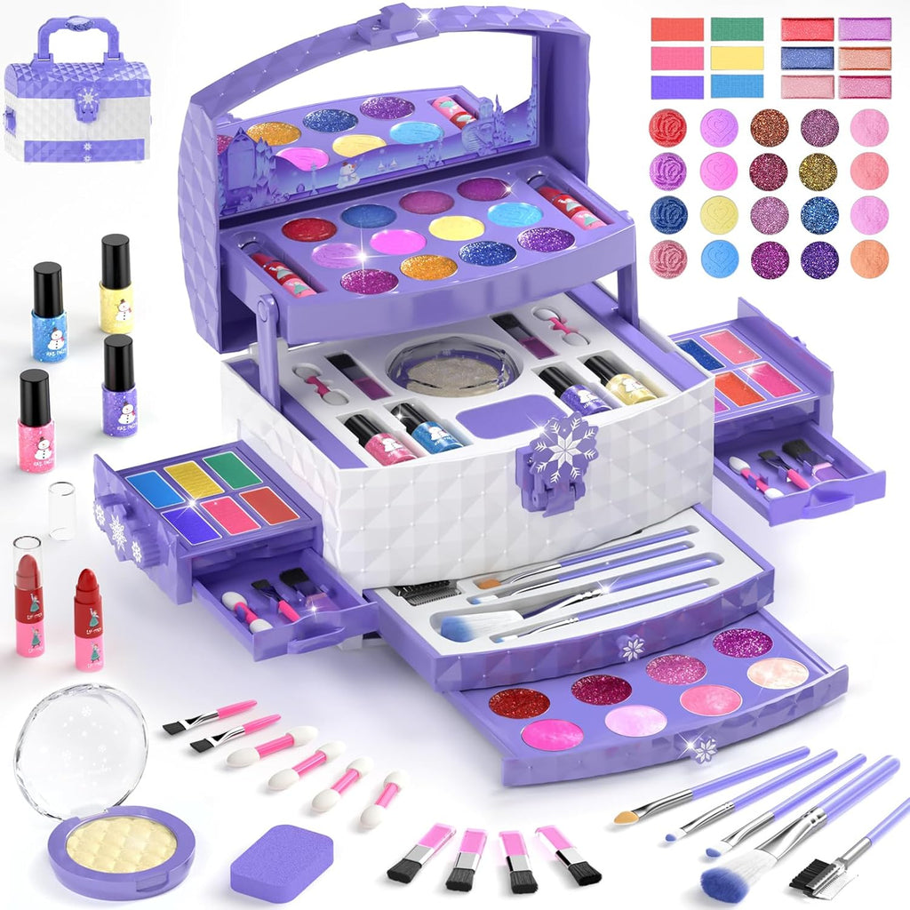 GirlsHome Kit de maquillaje infantil de 57 piezas para niñas, no tó...