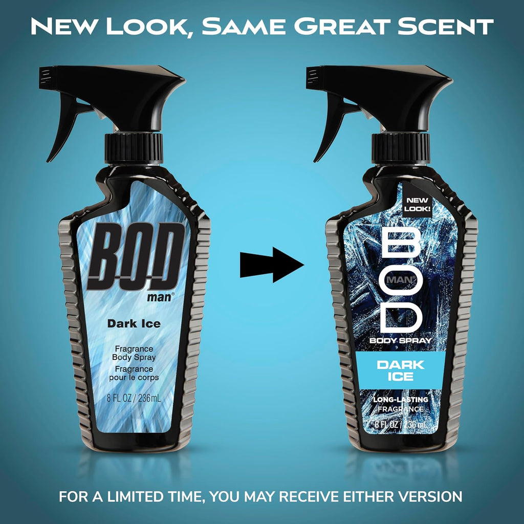 BOD man Fragancia corporal en aerosol, hielo oscuro, 8 onzas líquid...