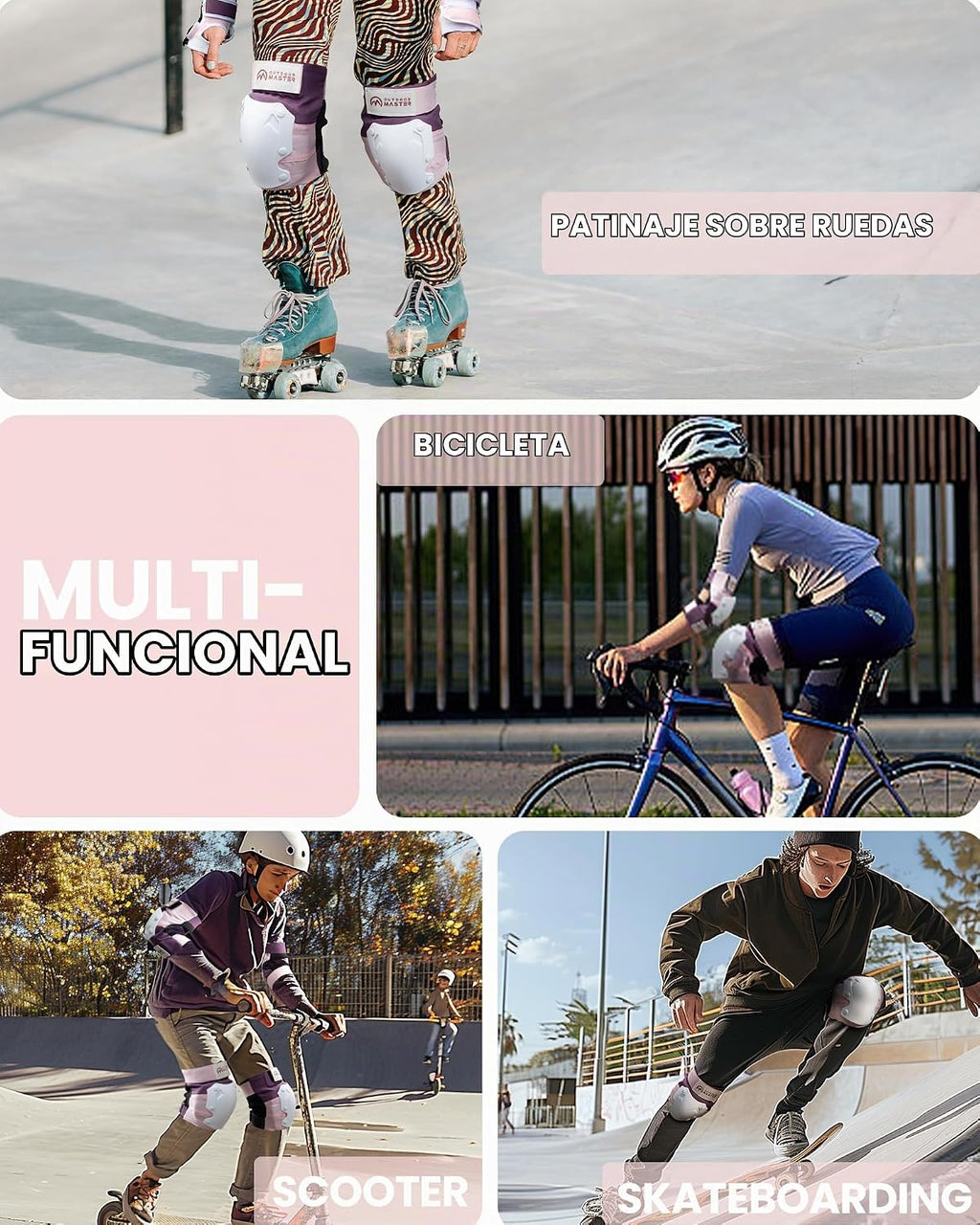 OutdoorMaster Juego de equipo de protección para patinaje para adul...