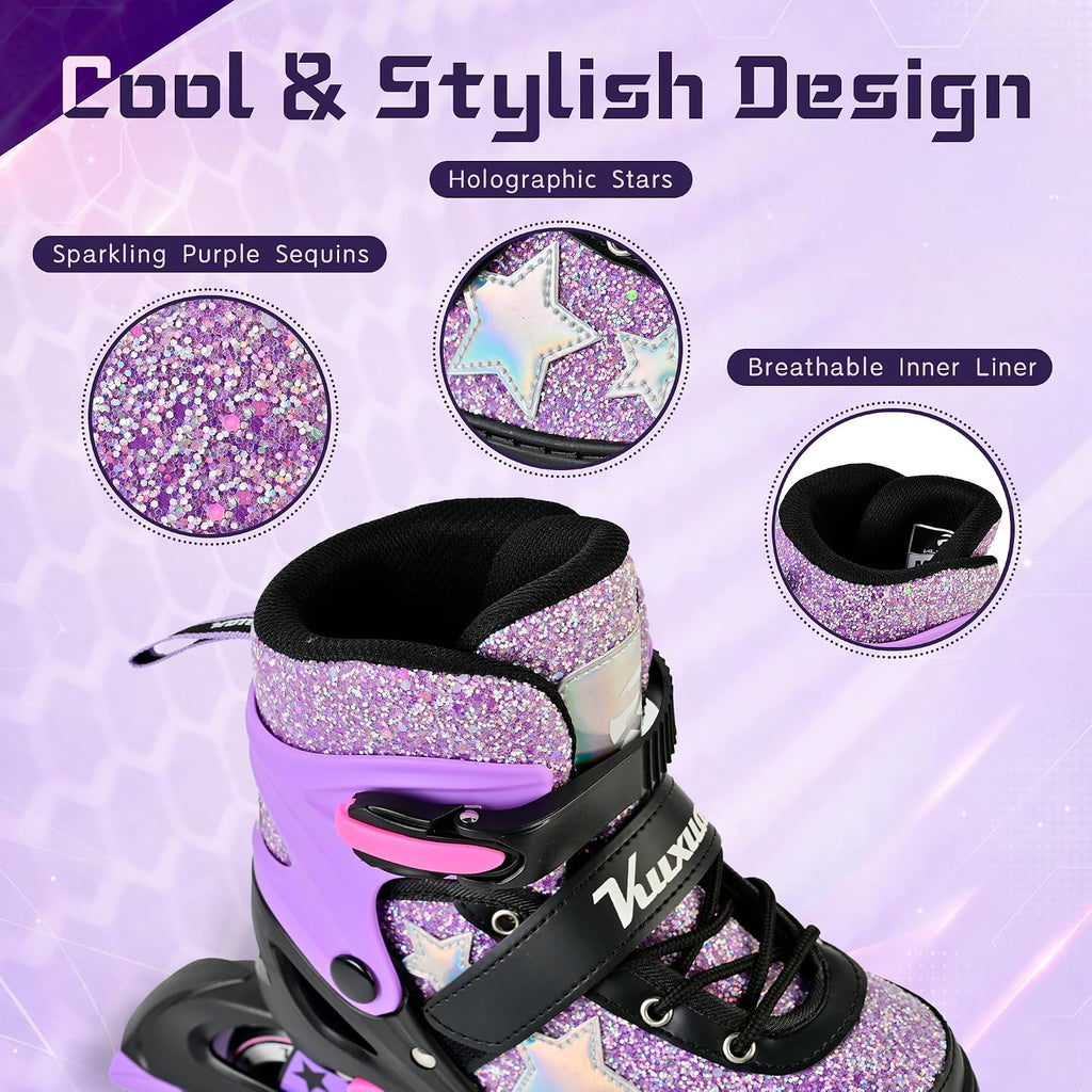 Kuxuan Adjustable Inline Skates for Girls and Women | Full Light Up...