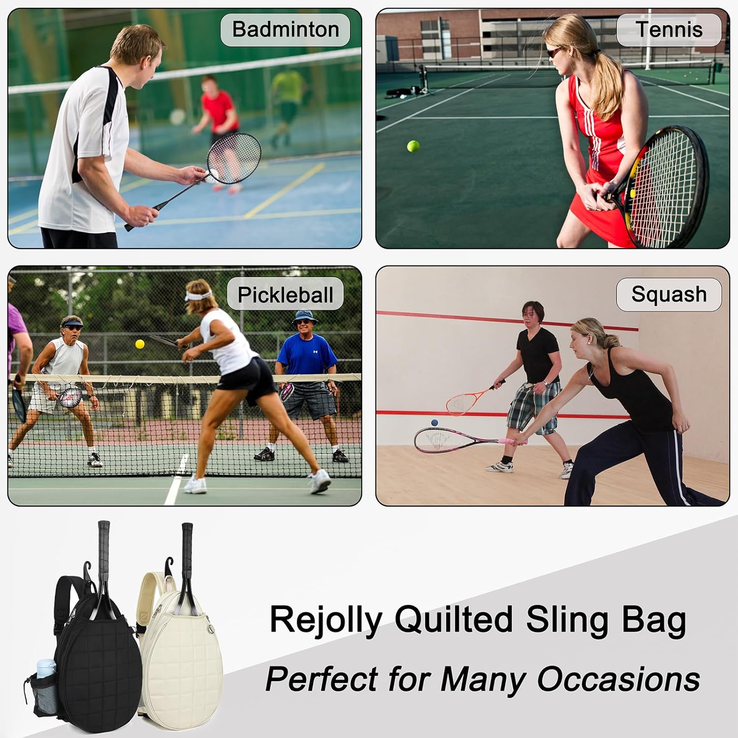 Rejolly Bolsa Bandolera de Raqueta de Tenis para Mujeres y Hombres...