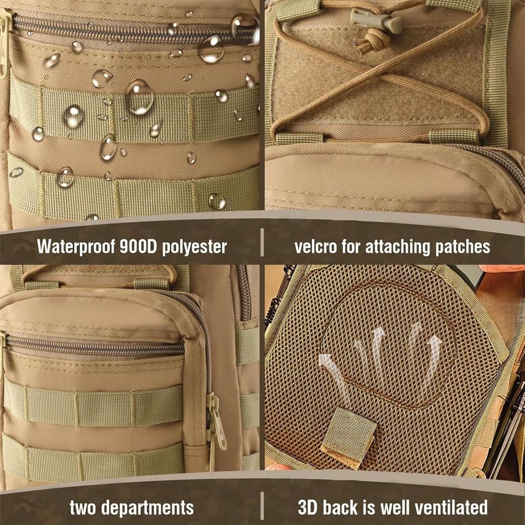 LBlanco Mochila táctica para el hombro, pequeña, para exteriores, p...