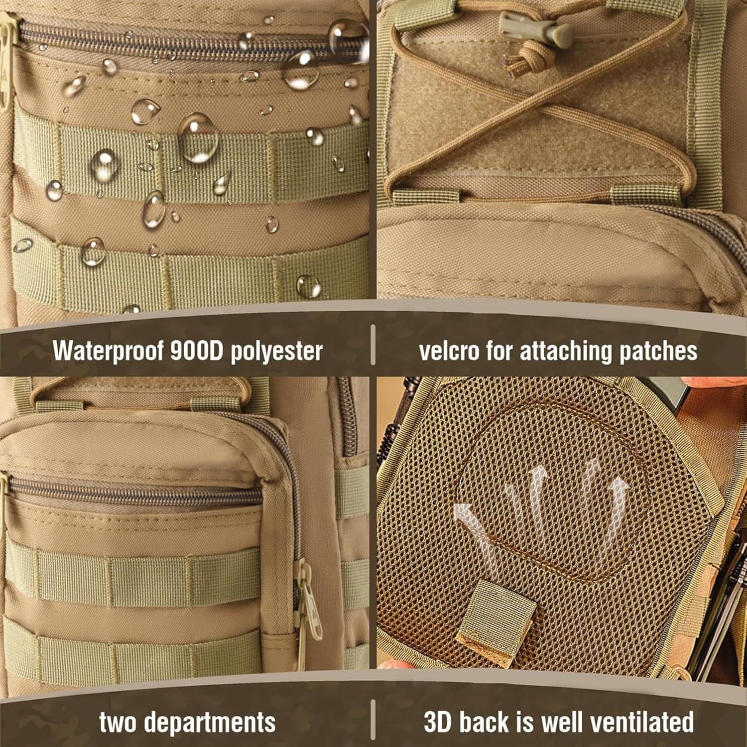 LBlanco Mochila táctica para el hombro, pequeña, para exteriores, p...