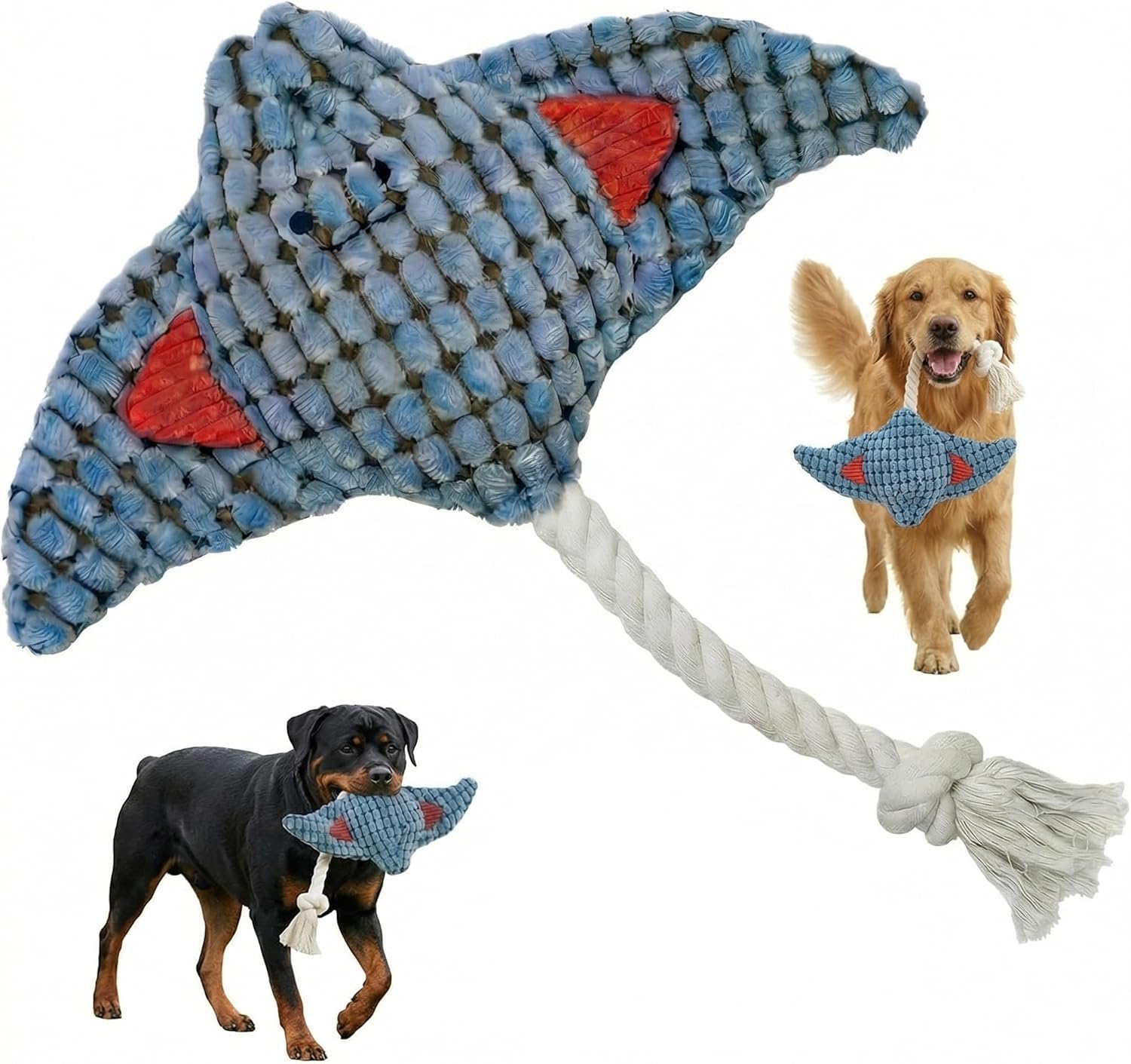 Paw-FECT - Juguete de peluche para perro de cuerda de mantarraya\/m...