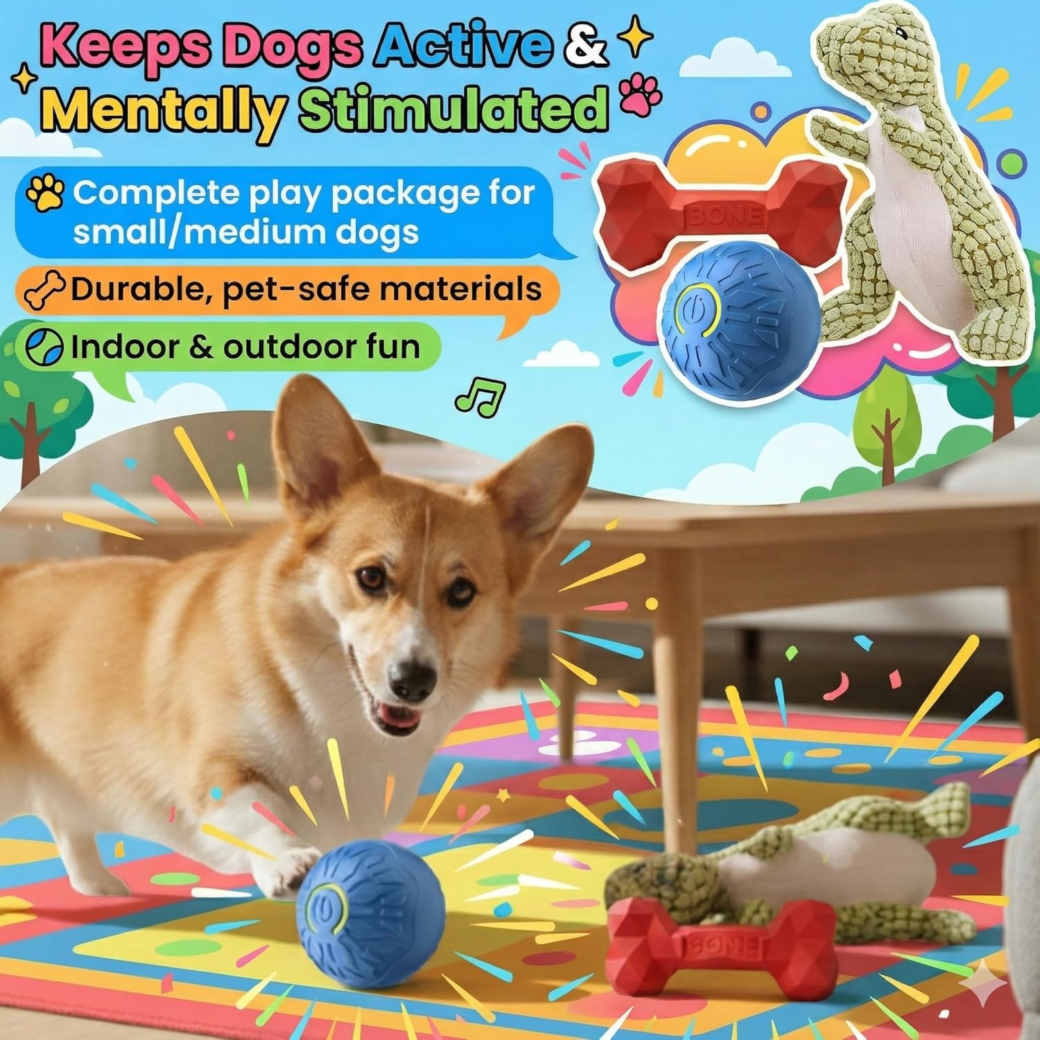 Fur4Fun Juego interactivo de juguete para perros para cachorros y p...