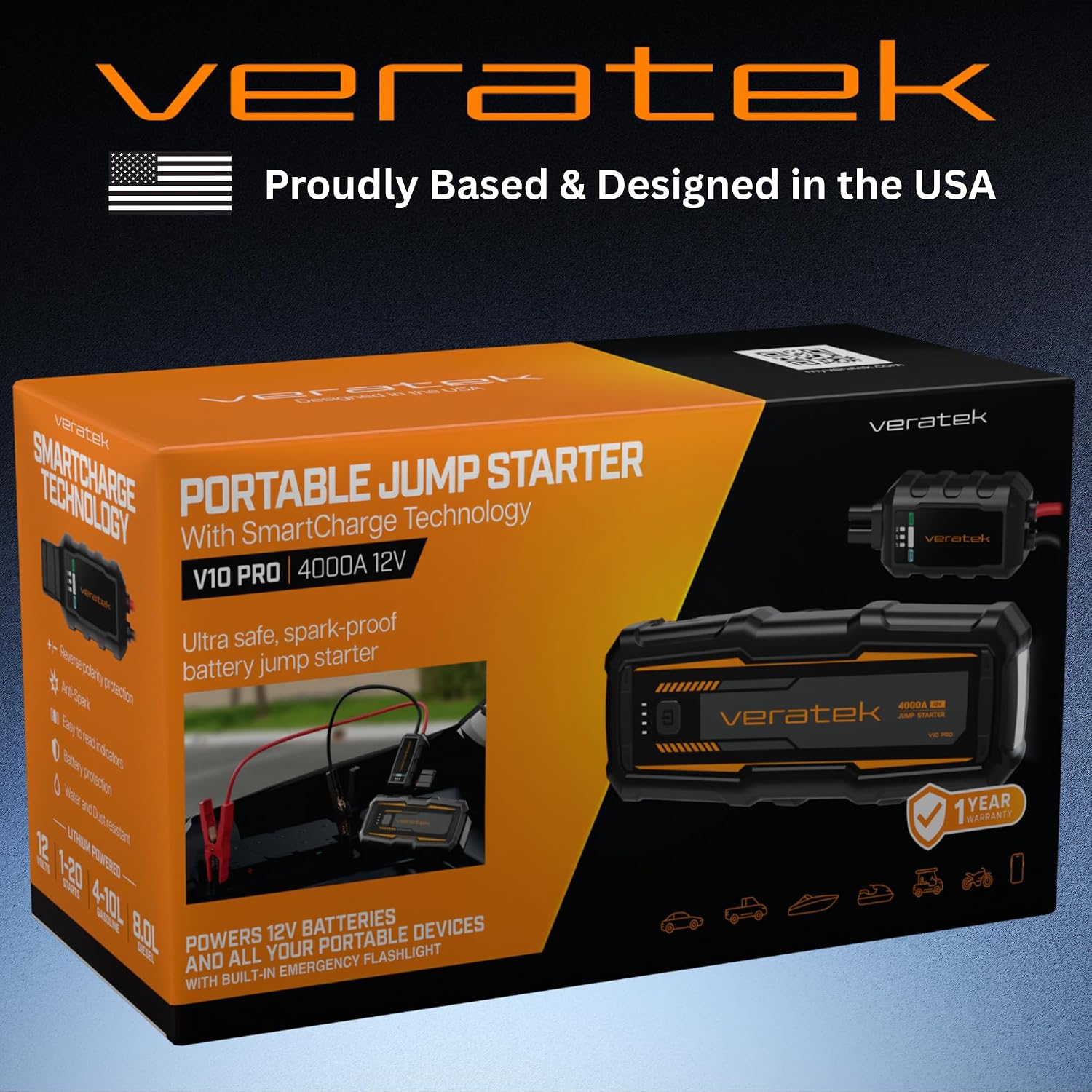 Veratek V10 Pro 4000A Arrancador de Batería de Coche Portátil (10.0...