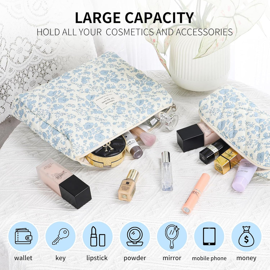 senbowe Bolsa de maquillaje floral, paquete de 3 bolsas de maquilla...