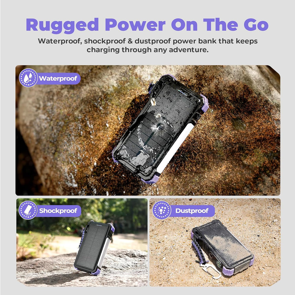 BLAVOR Cargador Solar Power Bank 20000mAh con Cables Incorporados,...