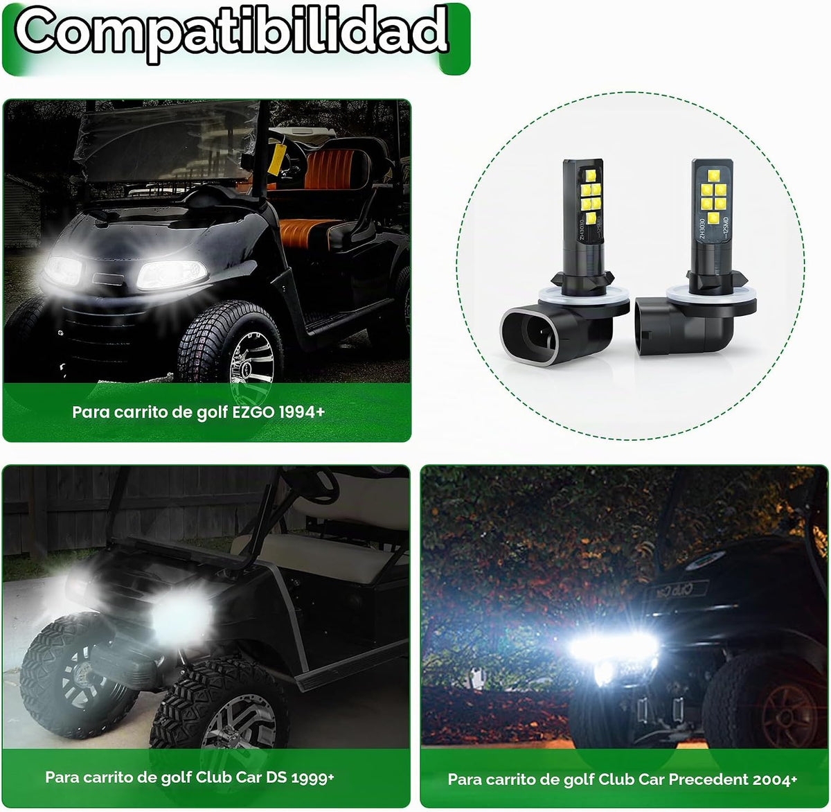 10L0L Bombilla de faro delantero para carrito de golf para EZGO 199...